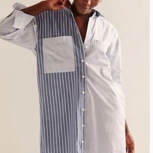 Abercrombie & Fitch Oversized Coastal Striped Button Down Shirt